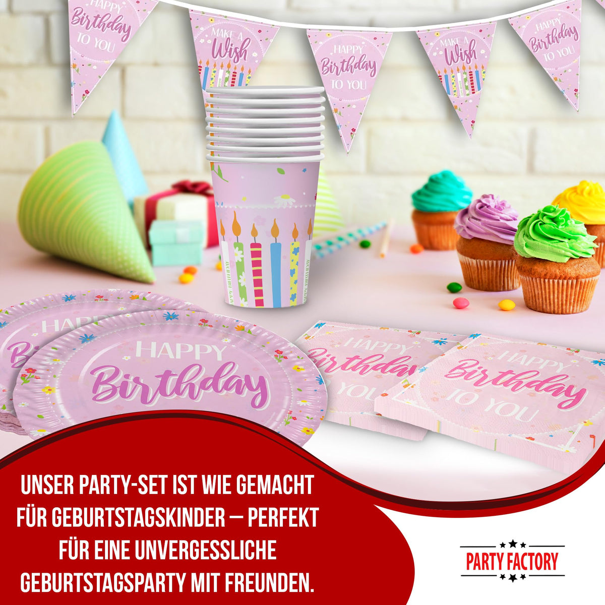 Party Factory Party Set Happy Birthday Pink 41 Piece Party - Party Factory Official Imagery - 3