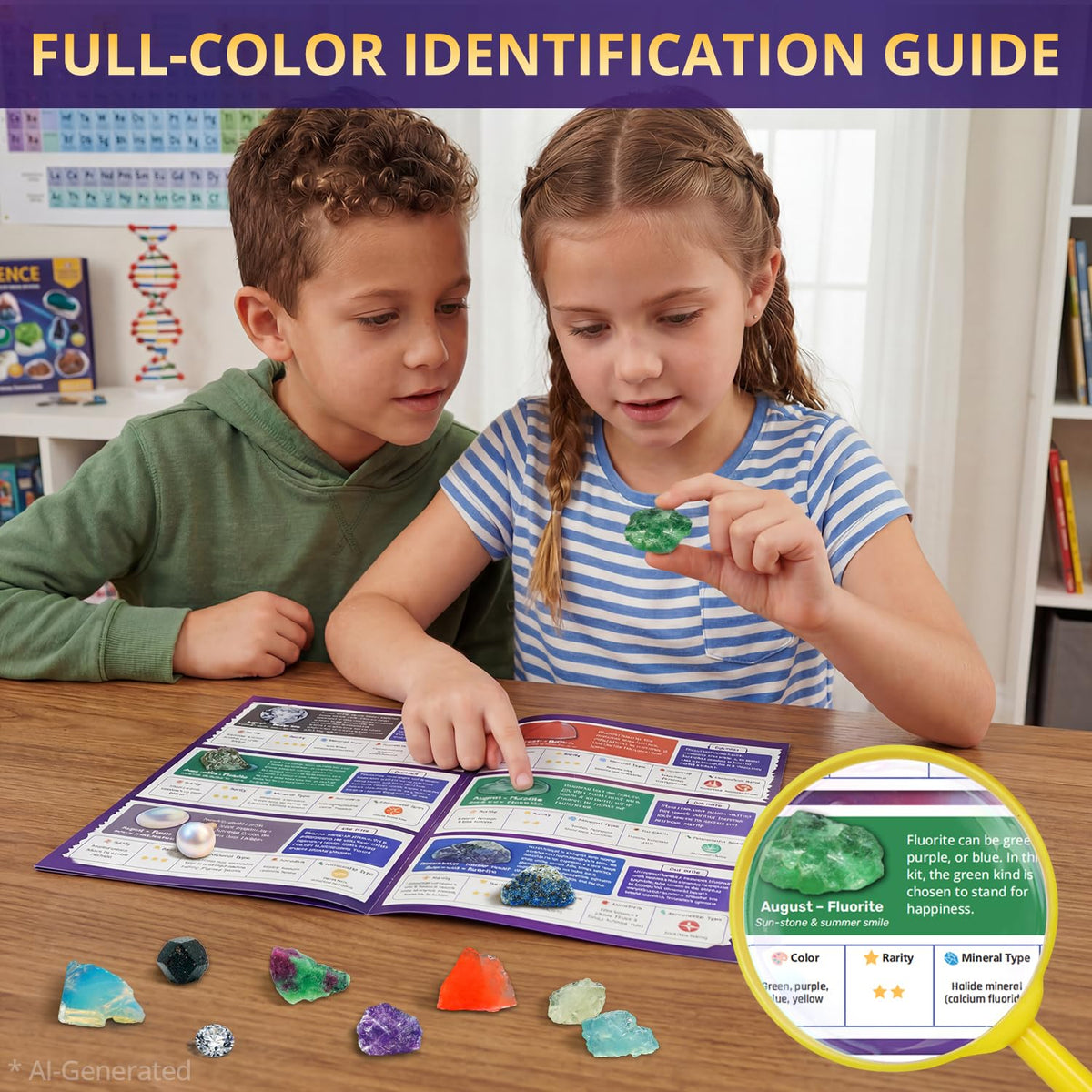 Birthstone Dig Kit 12 Real Gems DIY Necklace Crystal Pendant - PIBEX Official Imagery - 7