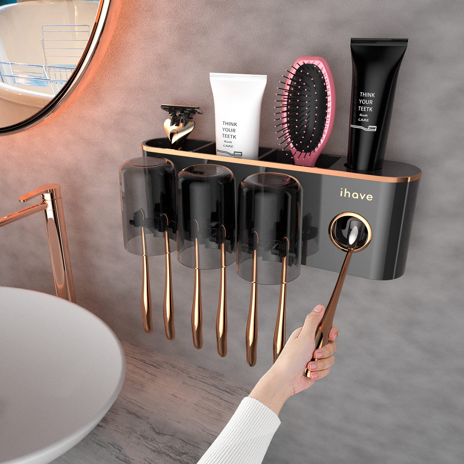 iHave Toothbrush Holders for Bathrooms Wall Mounted with Dispense - iHave Official Product View 9