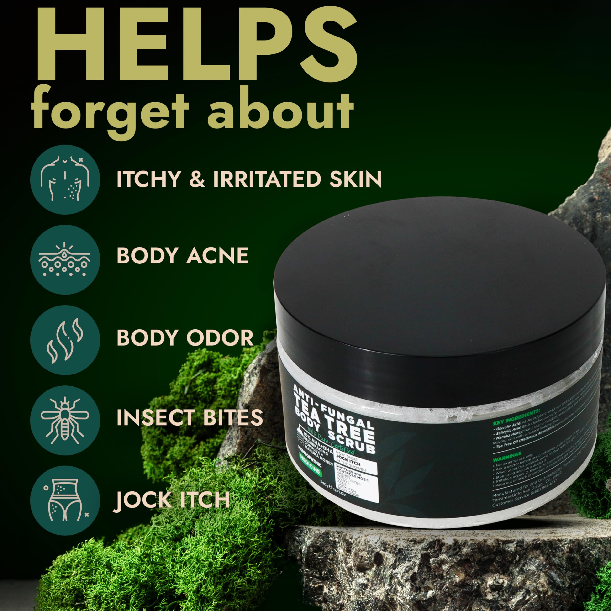 Terramed Antifungal Body Scrub with Tea Tree Oil 4-in-1