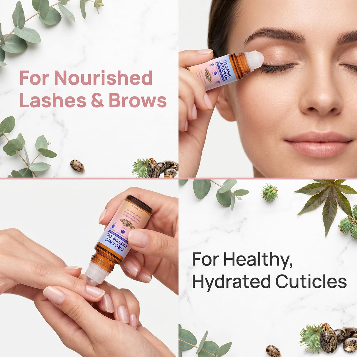 Organic Castor Oil Rose Quartz Roller Ball Moisturizing - guluxly Official Imagery - 6