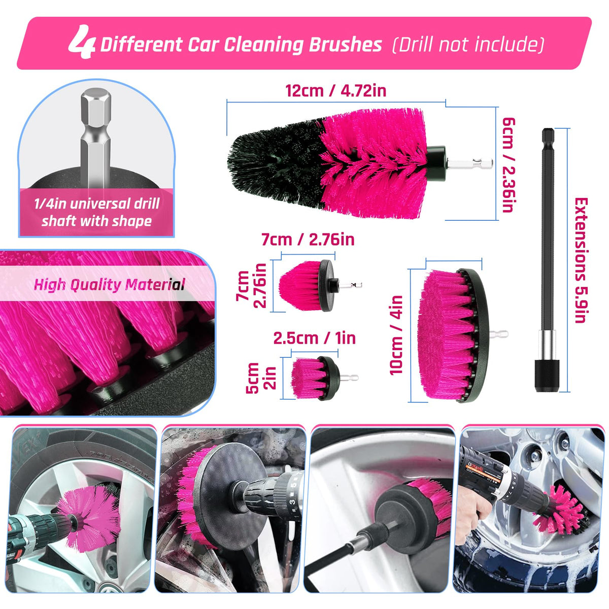55PCS Pink Car Detailing Kit Interior Cleaner with High - Fortuning's JDS Official Imagery - 5