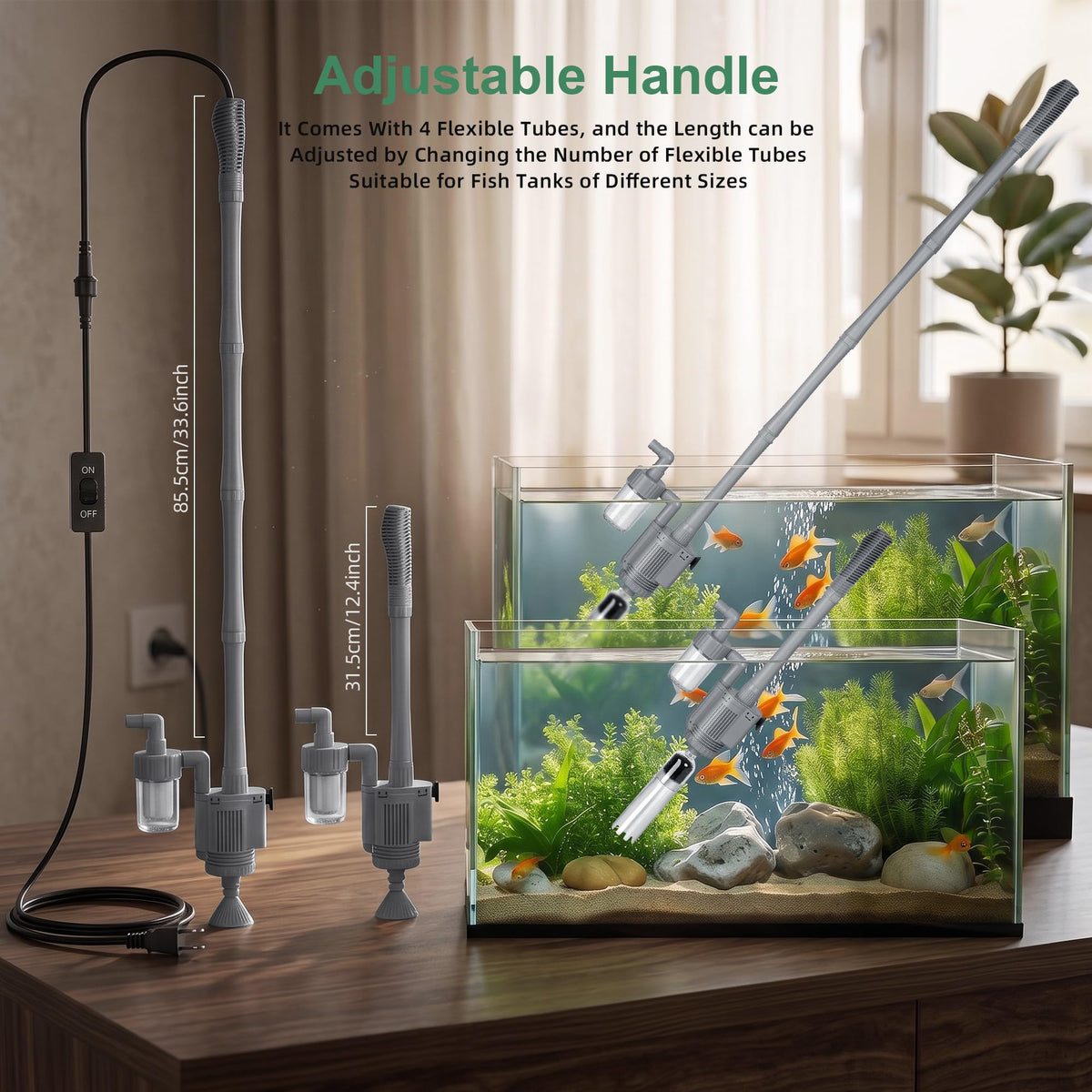 Electric Aquarium Vacuum Gravel Cleaner 5 in 1 Fish Tank - Meirenivo Official Imagery - 6