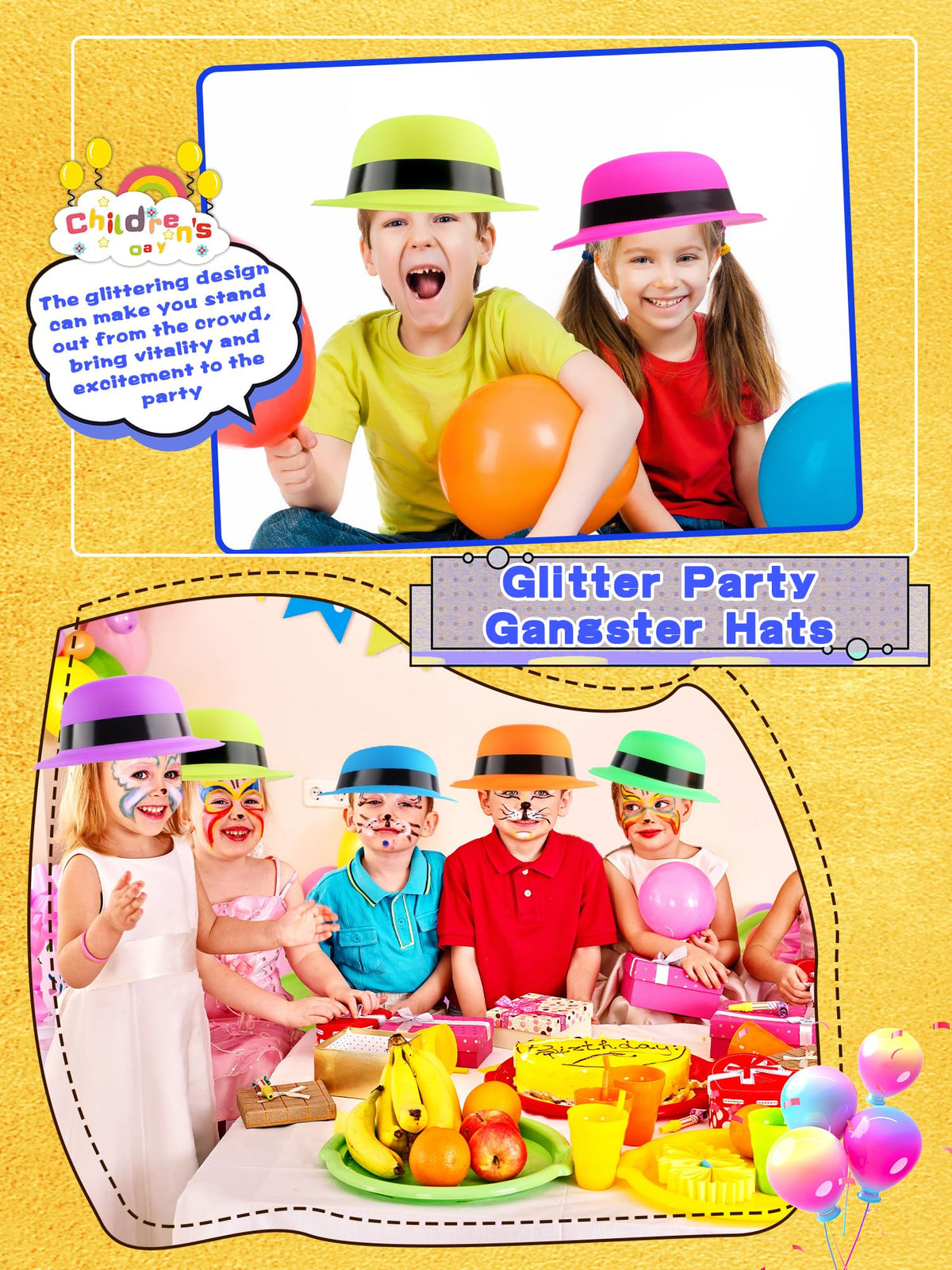 24 Pack Colorful Bowler Hats Bulk Plastic Bowler Hat Neon - SGBETTER Official Imagery - 5