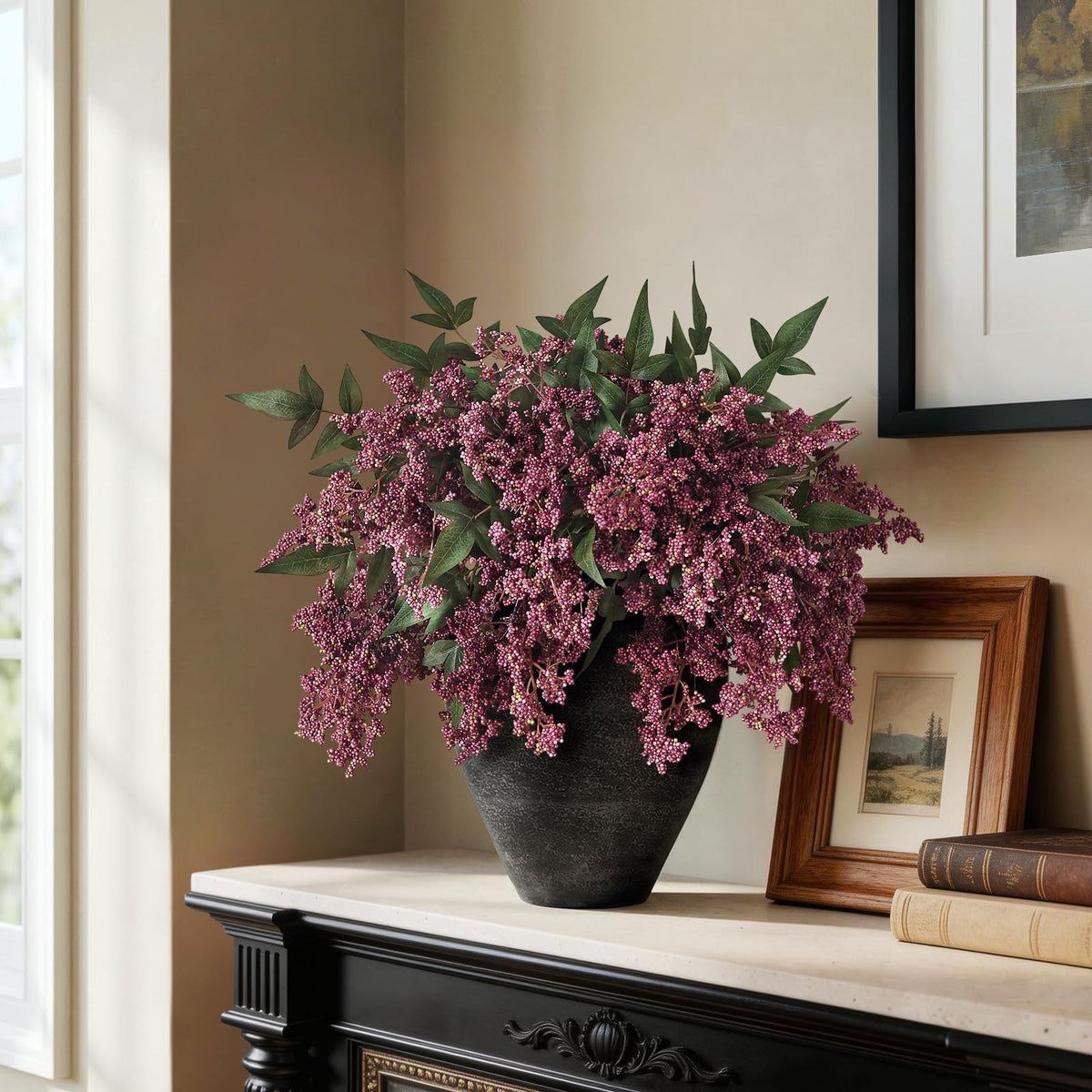 6Pcs 17 Lifelike Artificial Nandina Berry Stems for Vase - Juxdp Official Imagery - 6