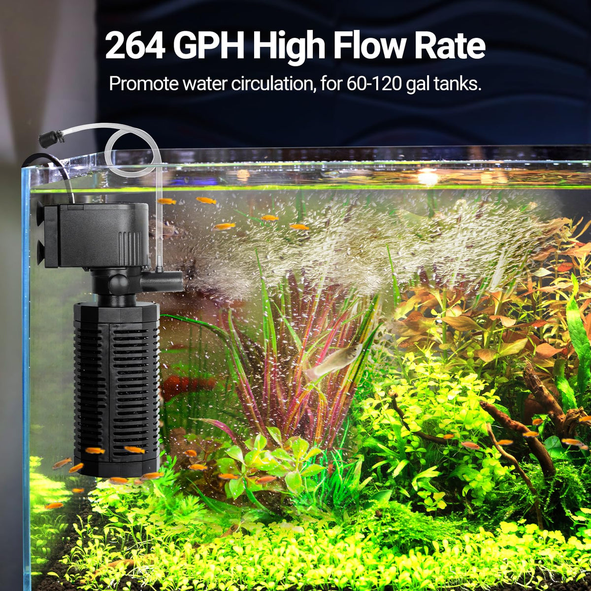 18W Aquarium Internal Filter for 55 120 Gallon Tanks Power - Yaubay Official Imagery - 4
