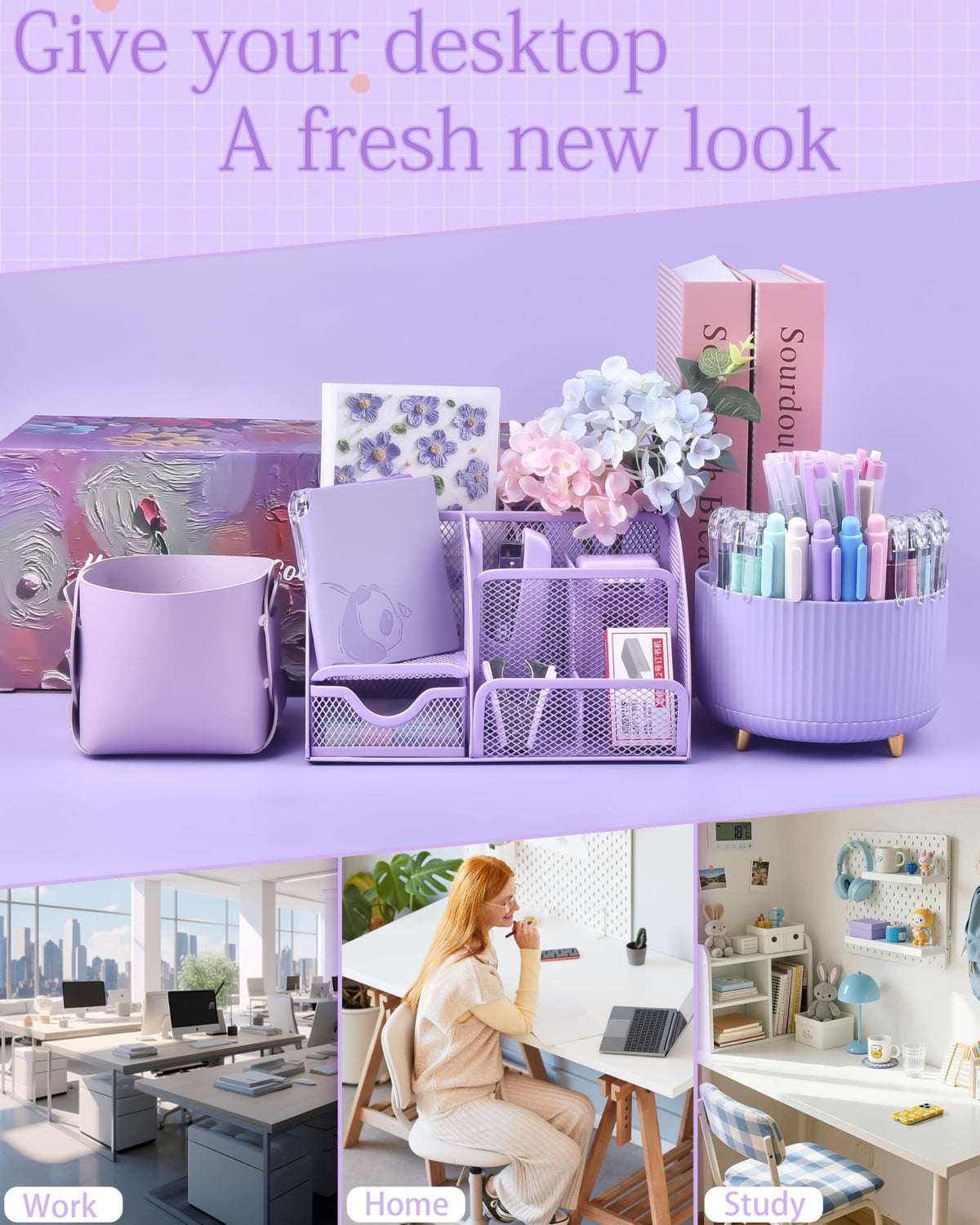 Purple Desk Accessories and Organizers with Desk Organizer - Vamrak Official Imagery - 8