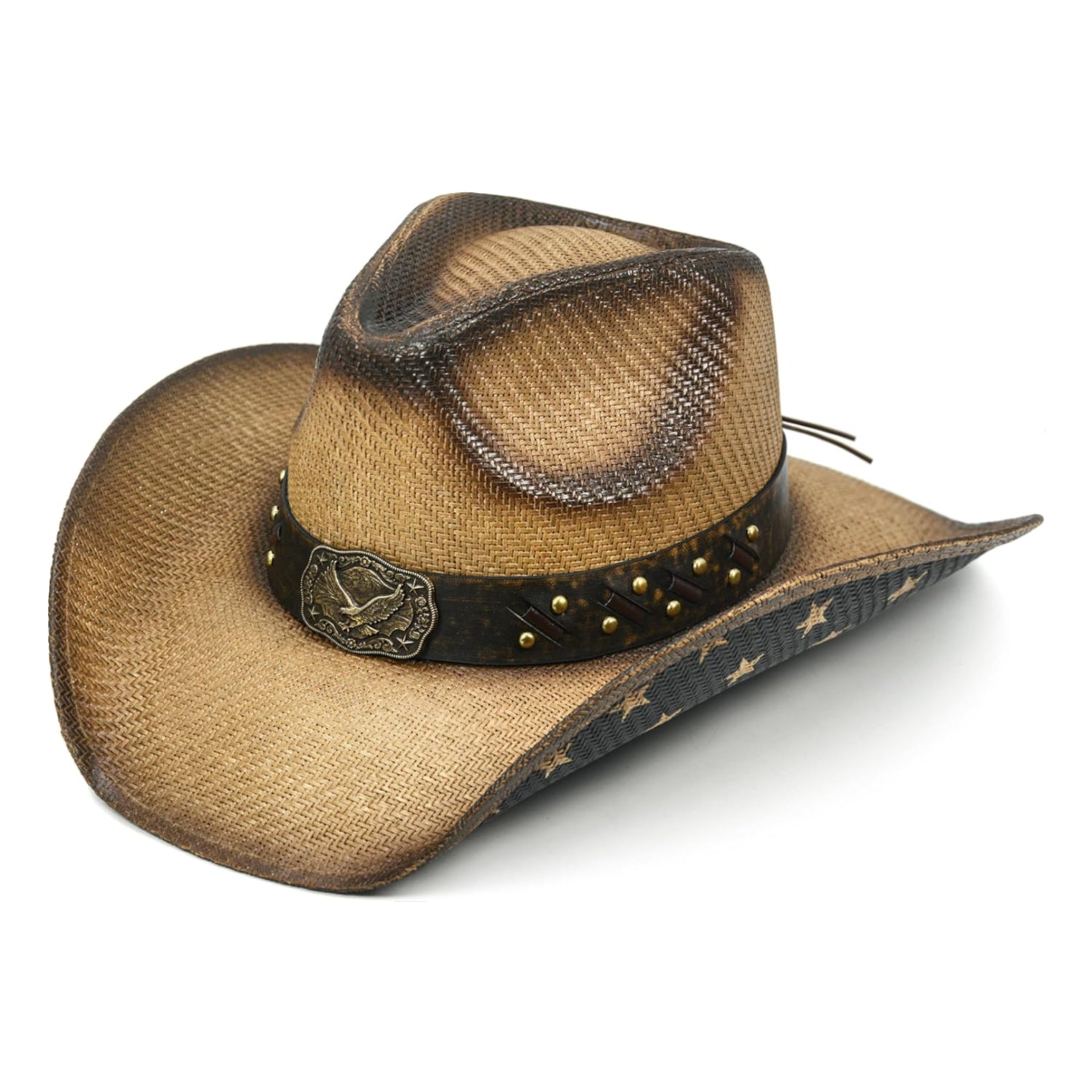 Fluffy Sense straw cowboy hat for women and men, wide-brim western sun hat ideal for country concerts, rodeos, and cowgirl outfits.