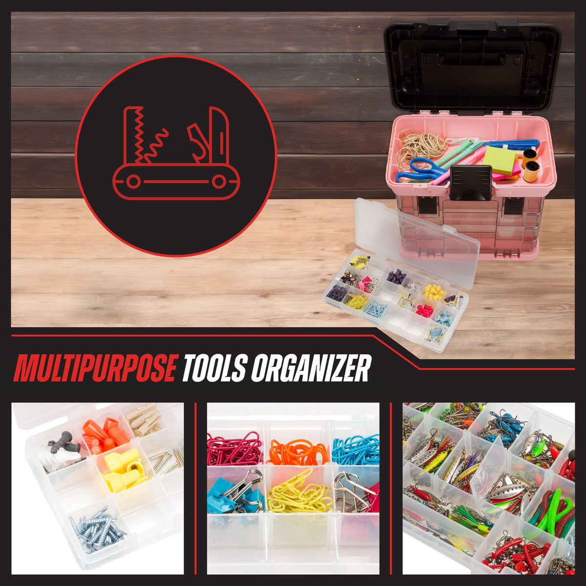 Stalwart Portable Tool Box for Women or Men Pink 10 x 7 x 10 - Stalwart Official Imagery - 3