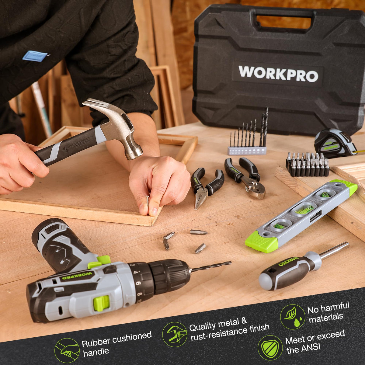 WORKPRO 12V Cordless Pink Drill Set for Women Home Tool Kit - WORKPRO Official Imagery - 3