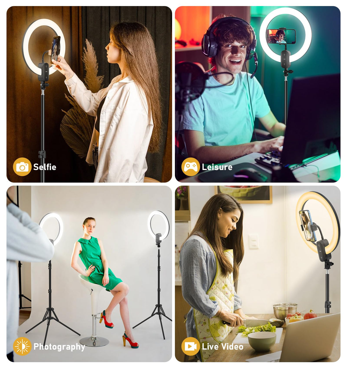 12 inch LED Circle Selfie Ring Light with 63 Tripod Stand - Kmasic Official Imagery - 8