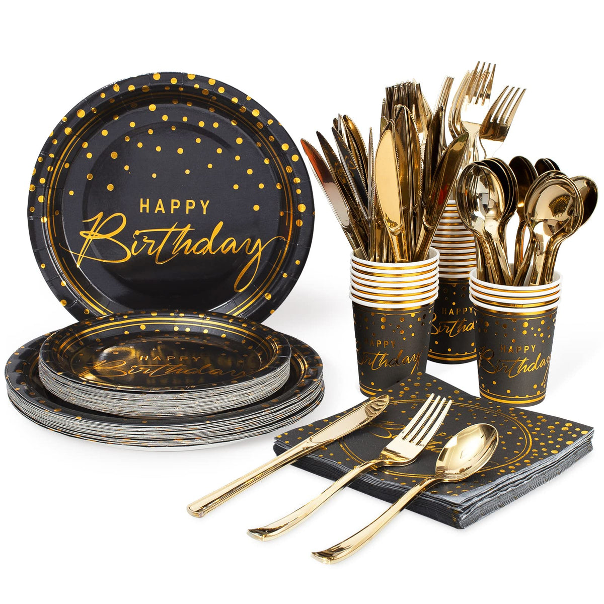 175PCS Happy Birthday Disposable Dinnerware Set Party - Tyzarglef Official Imagery - 1