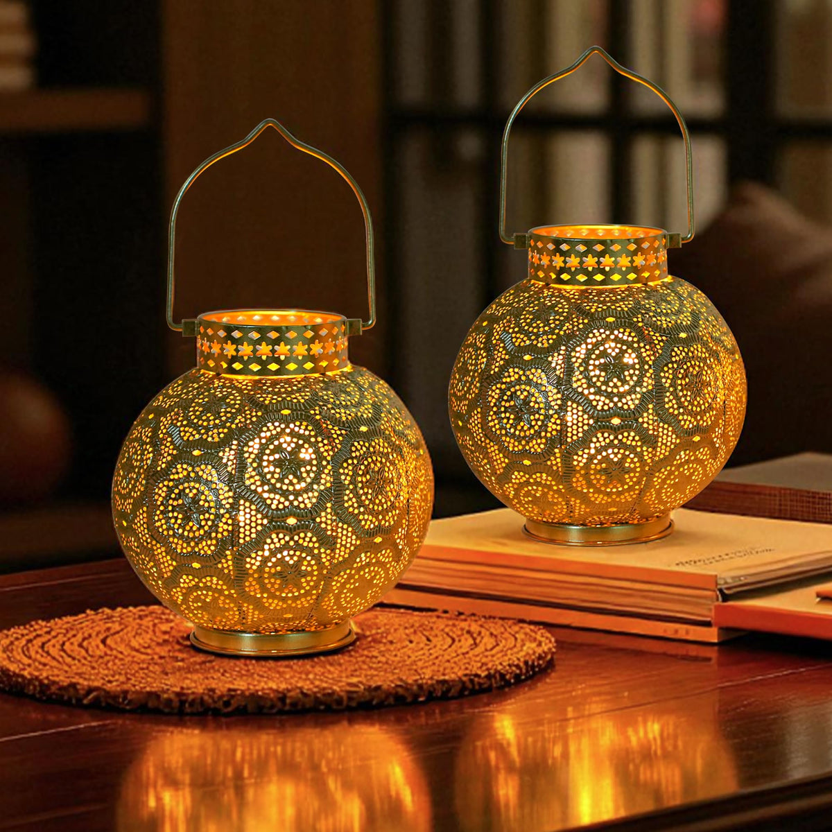 TRIROCKS Set of 2 Moroccan Style Metal Table Lamp 7 High - TRIROCKS Official Imagery - 7