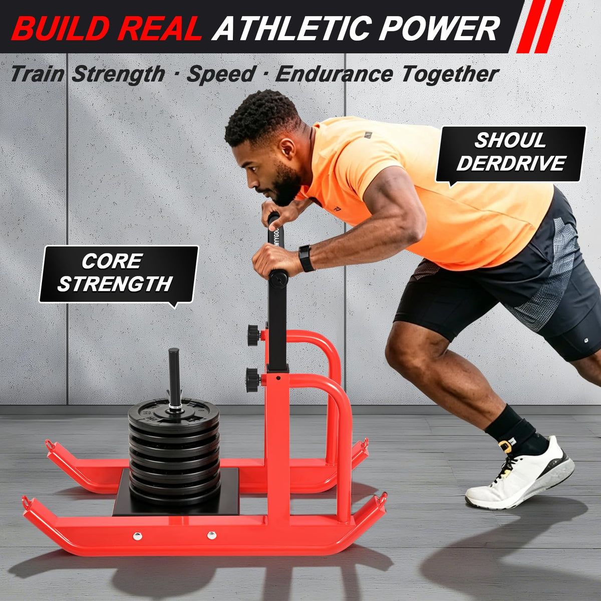 Heavy Duty Training Sled 5 Level Height Adjustment Push Pull - LMYYGOO Official Imagery - 4