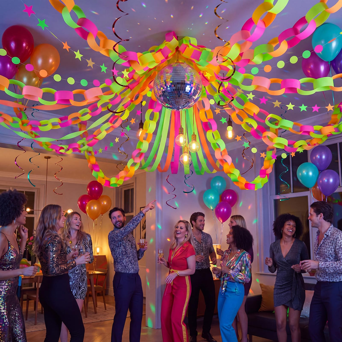 Taobary Neon Party Decorations 600 Sheet Paper Chain for - TaoBary Official Imagery - 4