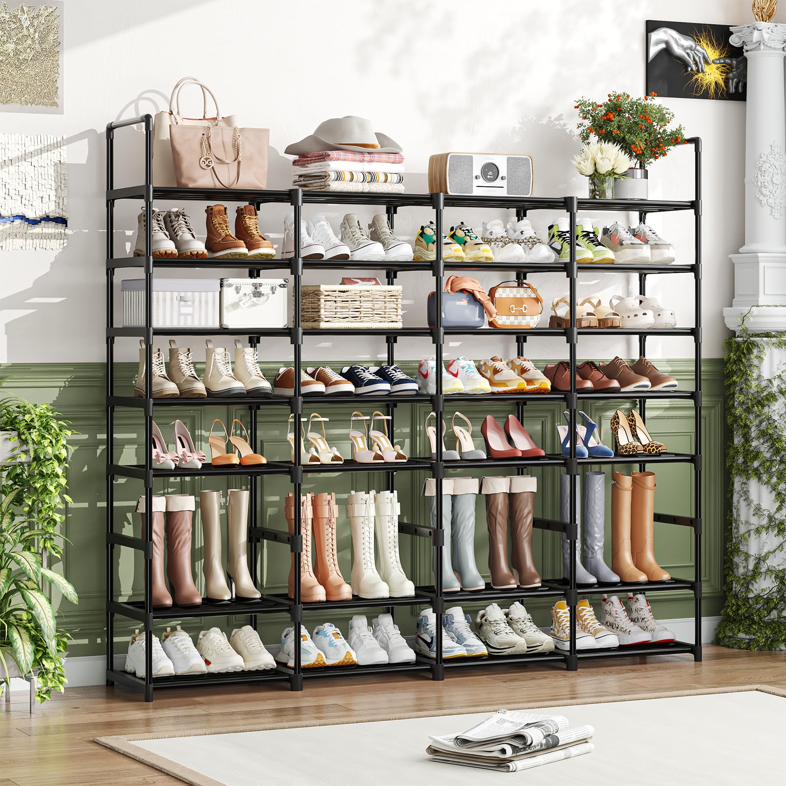 Simple Trending 8-Tier Shoe Rack Large Capacity 64 Pairs Tall Shoe She - View 2