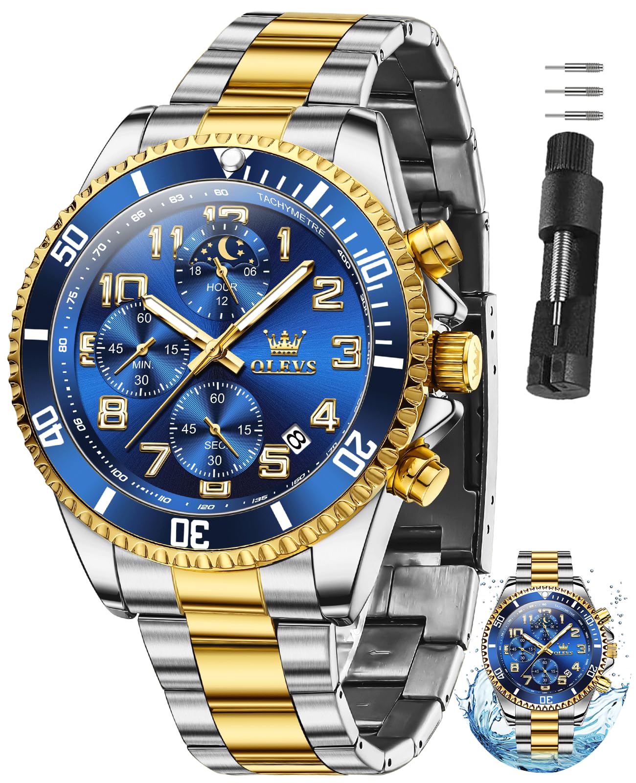OLEVS Watches for Men Stainless Steel Dress Men Watch with Date - View 1