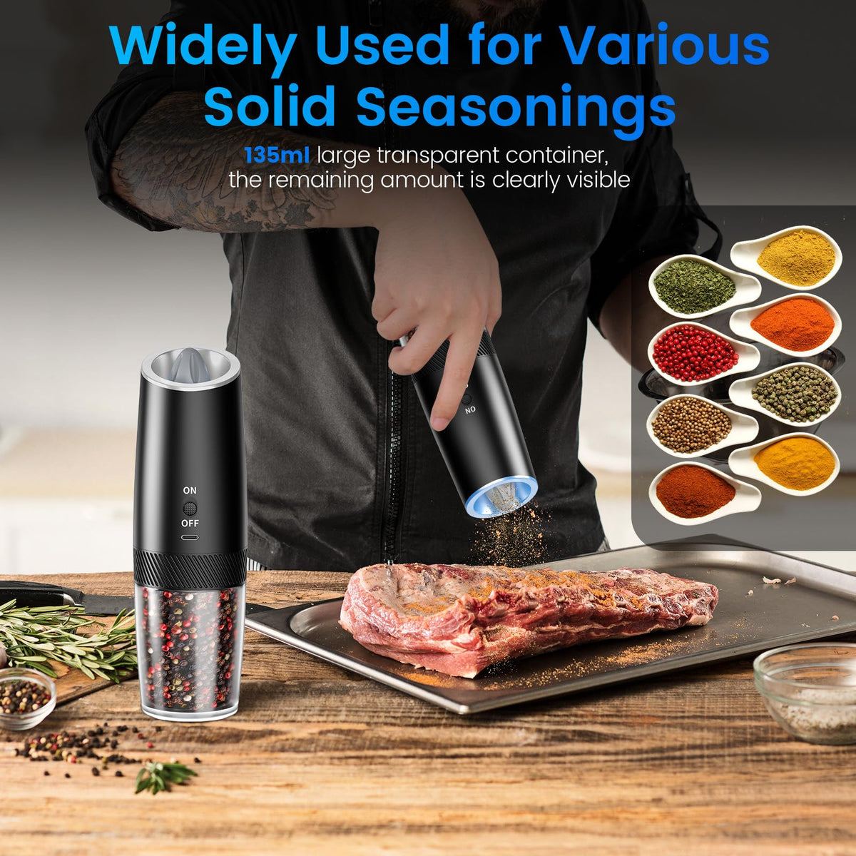 MealHelper Rechargeable Gravity Electric Salt and Pepper - MealHelper Official Imagery - 7