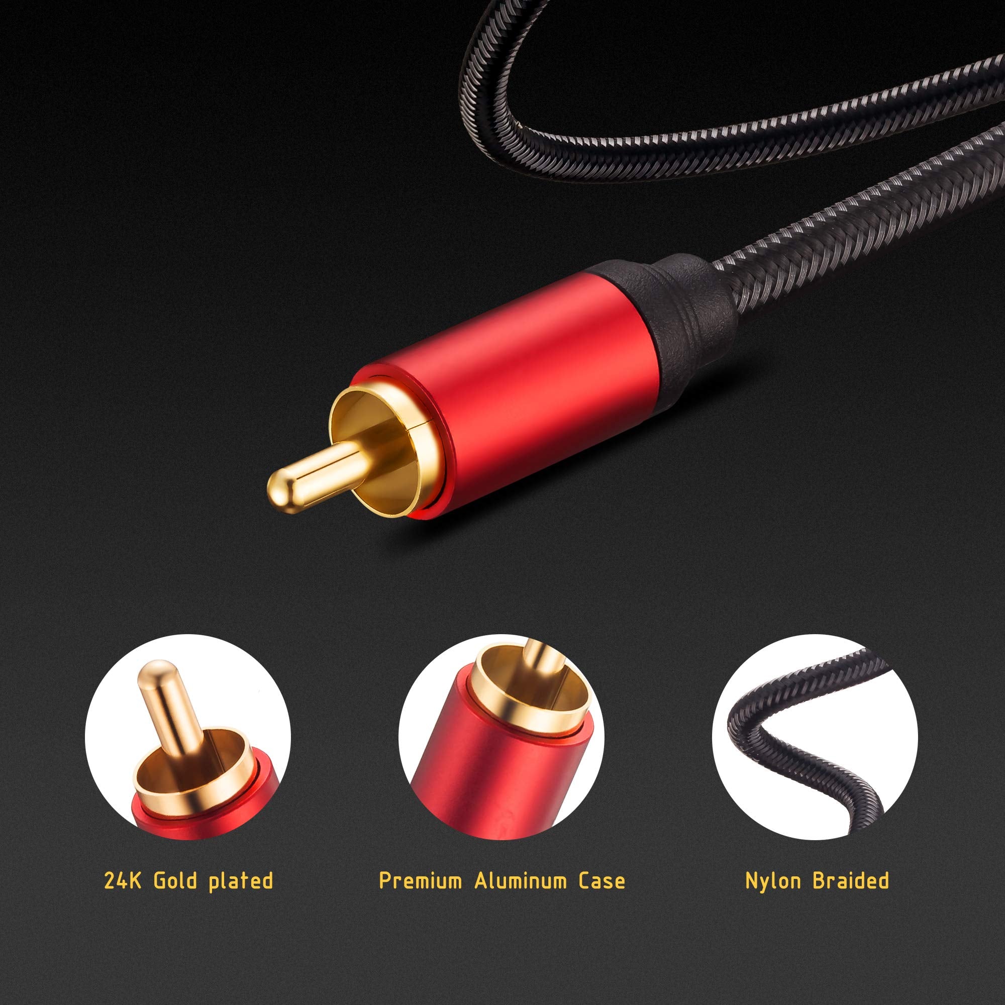 Jelly Tang RCA Cable 3Ft, 3.5mm Male to 2RCA Male Stereo Audio Ad by Jelly Tang - Angle View 5