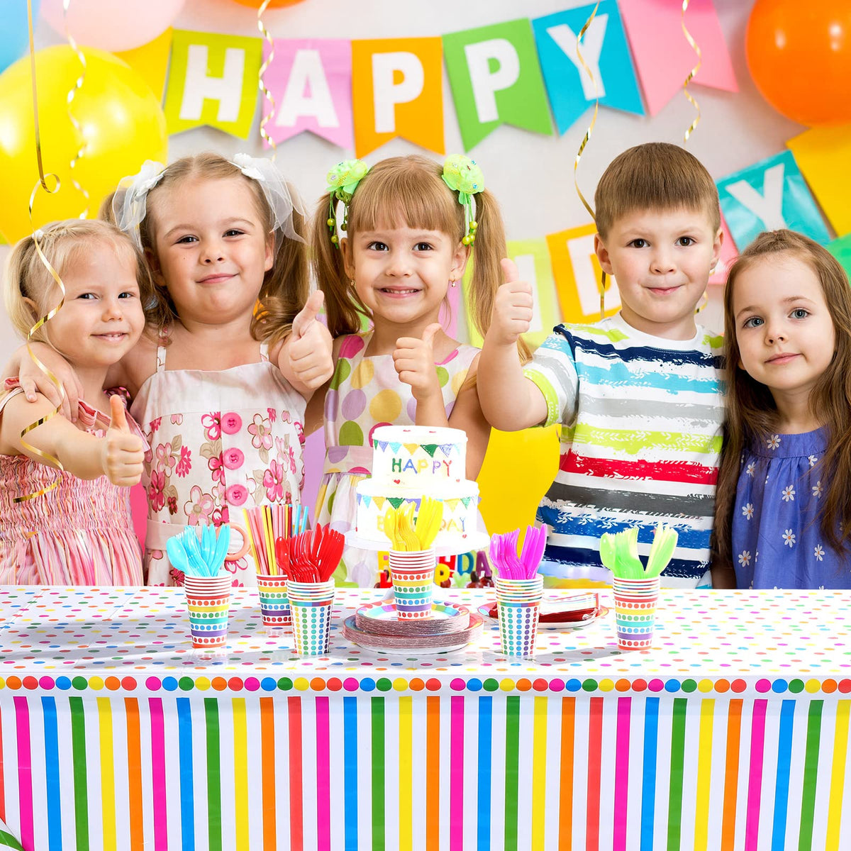 Sepamoon 258 Pcs Rainbow Style Birthday Party Supplies - Sepamoon Official Imagery - 7