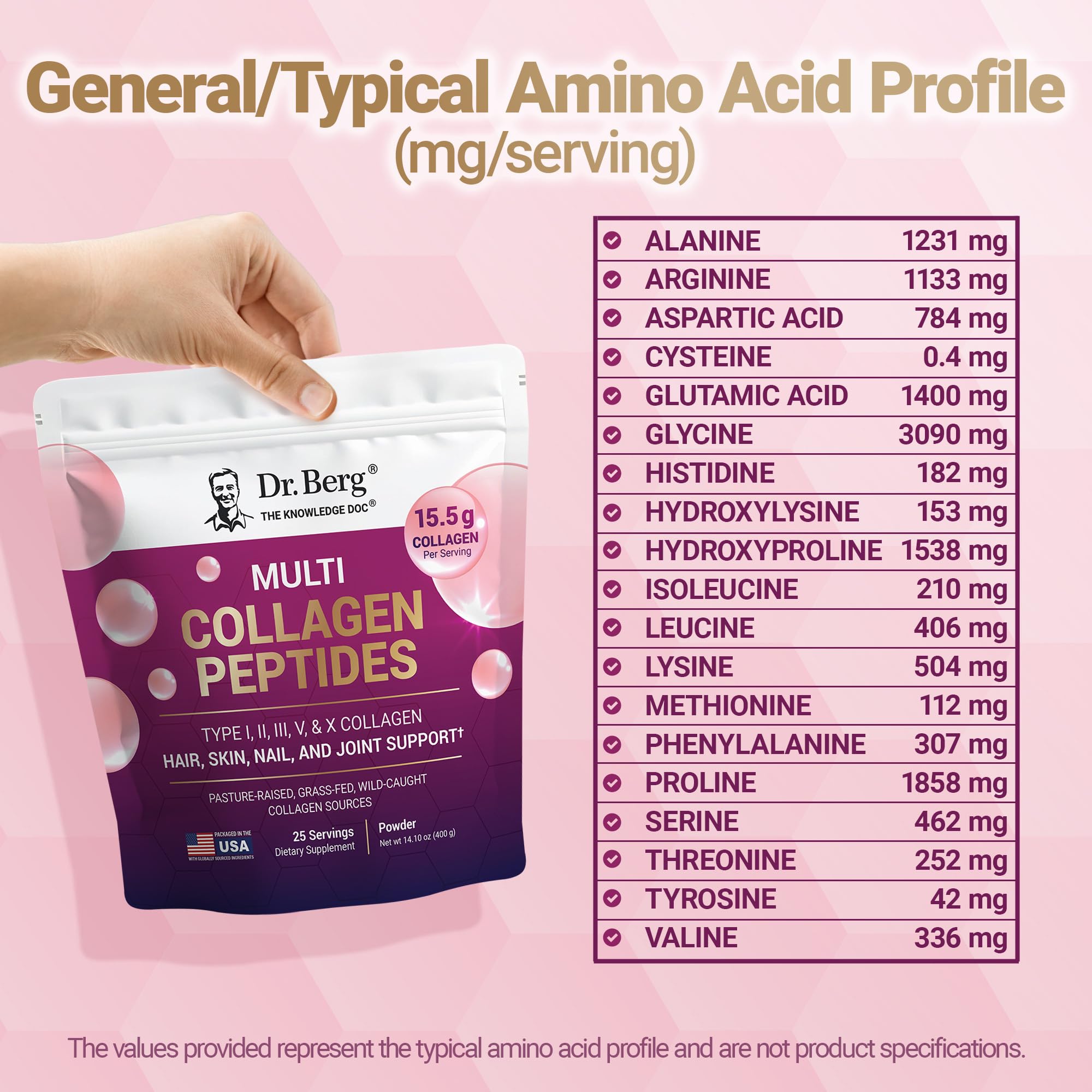 Dr Berg Multi Collagen Peptides Powder Types I II III V X - Dr. Berg Nutritionals Official Imagery - 7