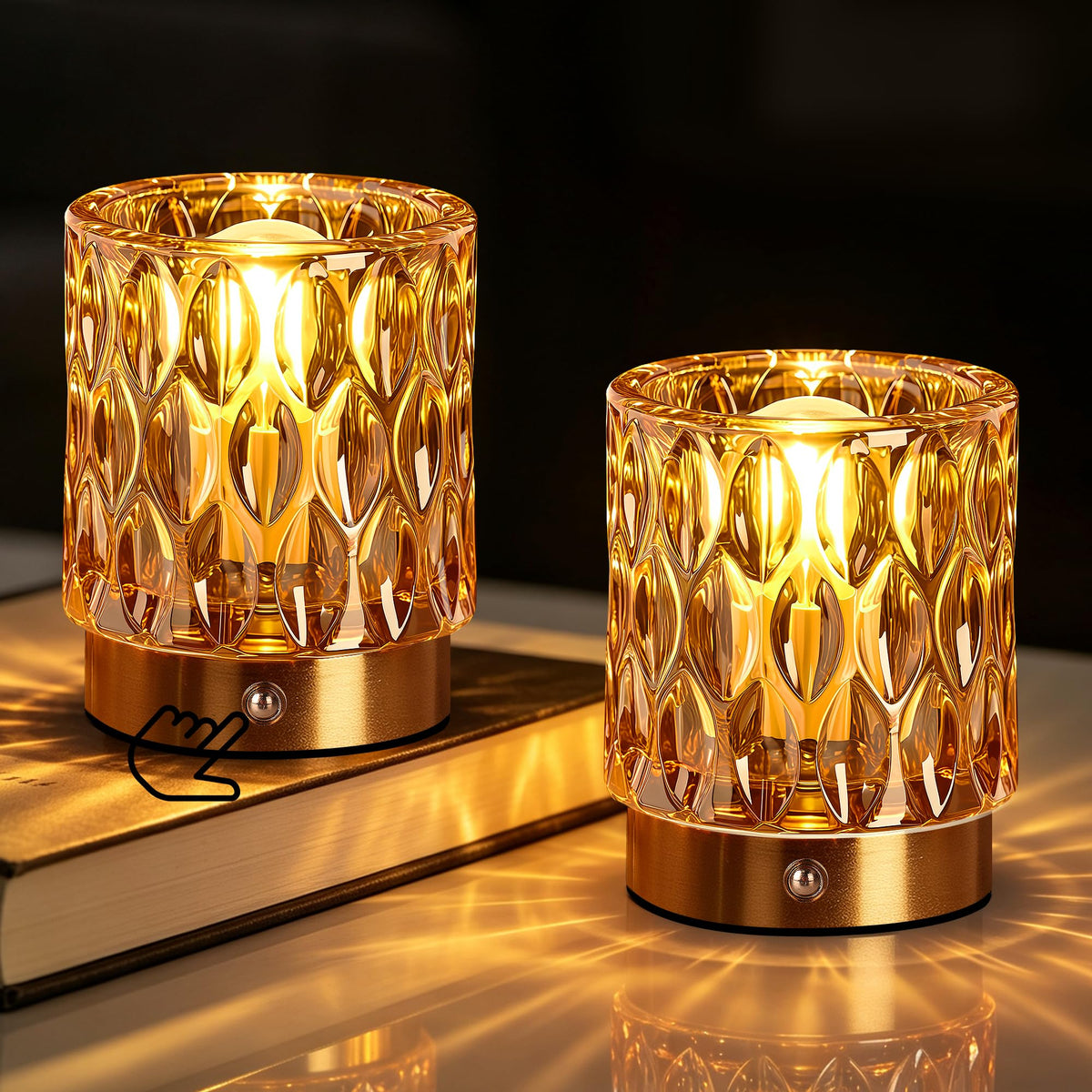 Cordless Mini Crystal Rechargeable Table Lamp No Plug with - Hamucd Official Imagery - 1