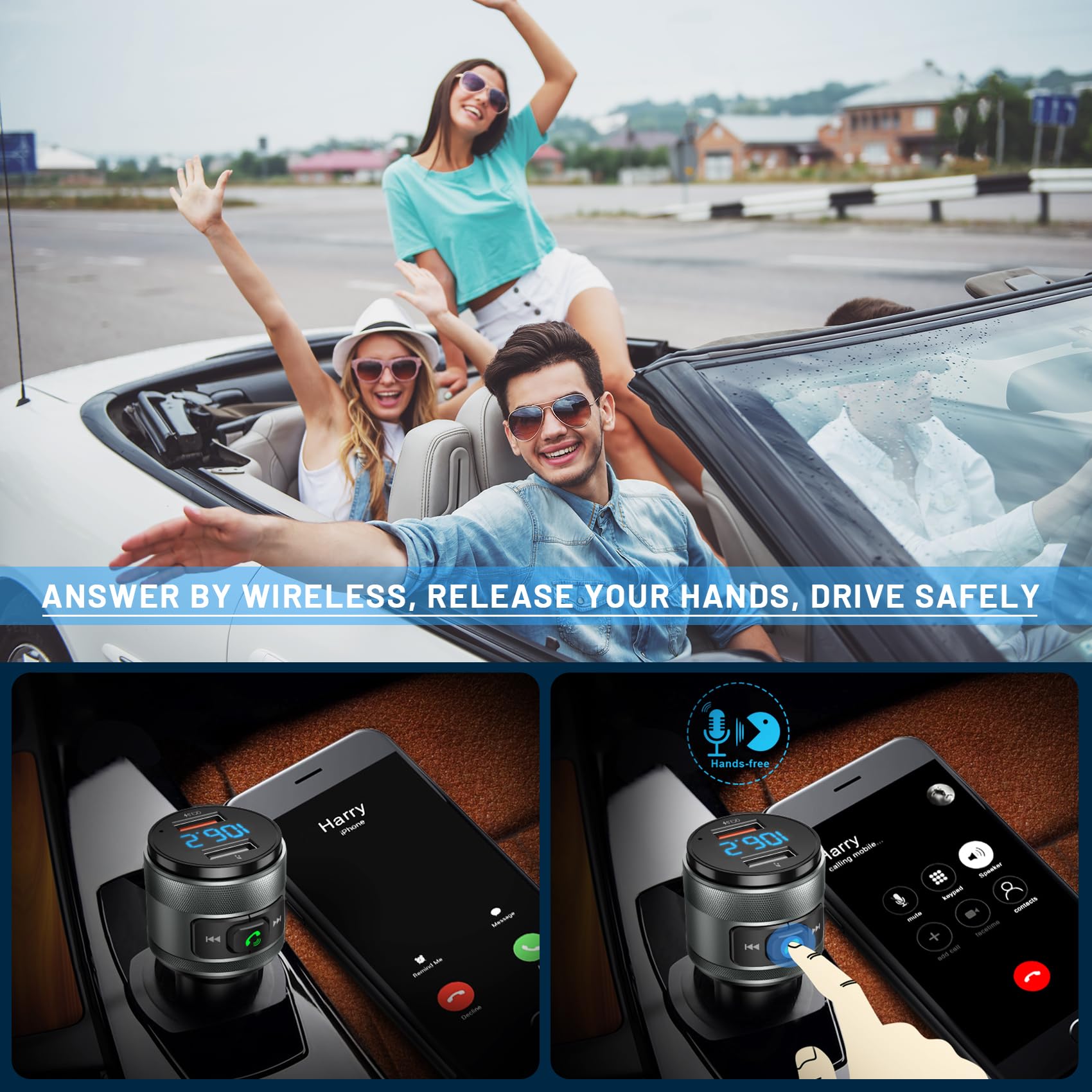 IMDEN Bluetooth 6.0 FM Transmitter for Car Adapter with MP3 Playe by IMDEN - Angle View 3