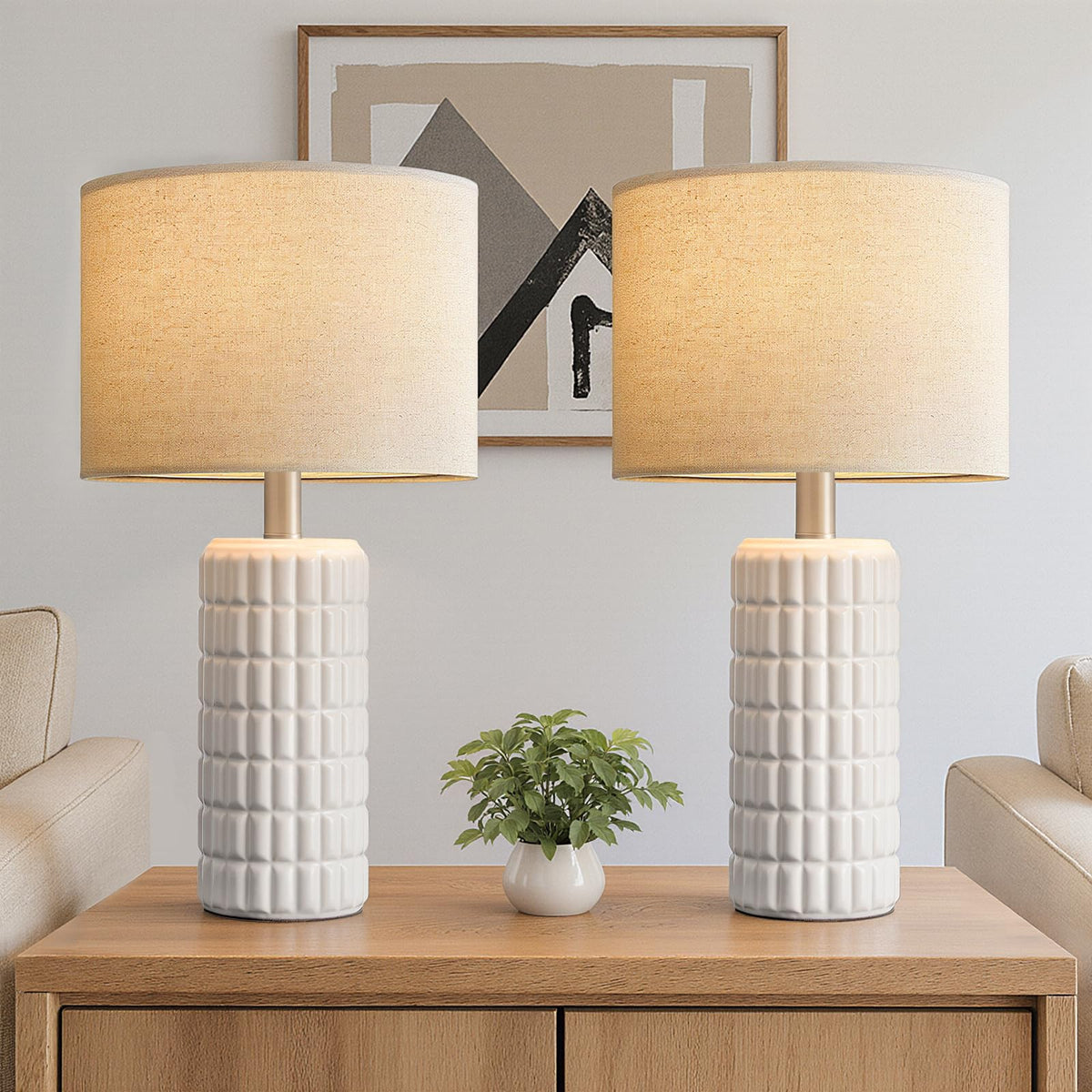 23 Modern Ceramic Table Lamps Set of 2 Lamps for Bedroom - Seealle Official Imagery - 1