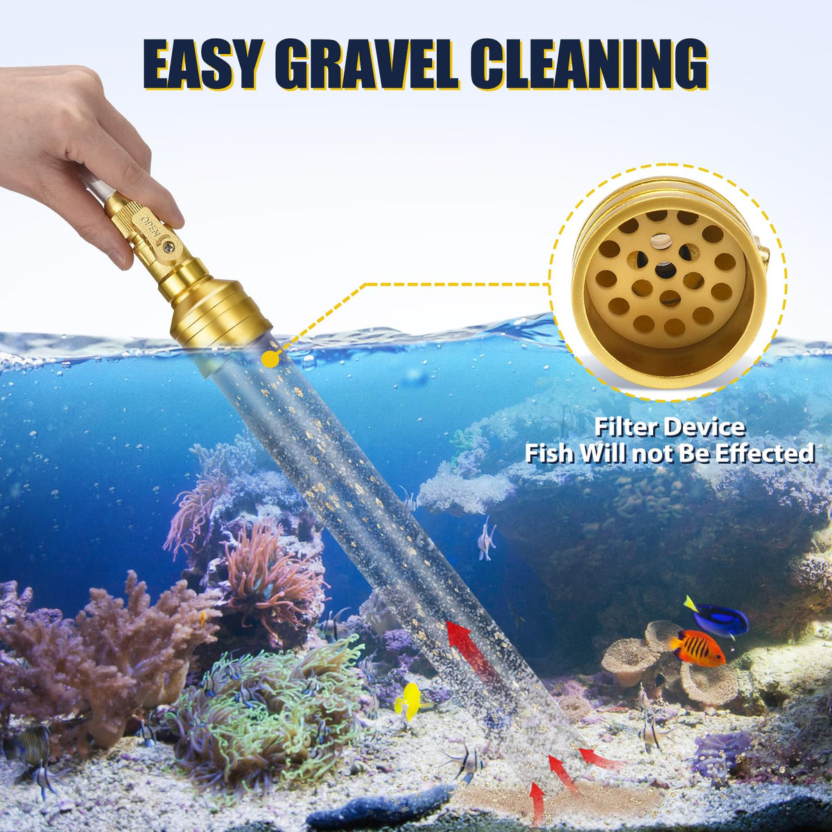 Gravel Vacuum for Aquarium Water Changer Fish Tank Cleaning - GADFISH Official Imagery - 8