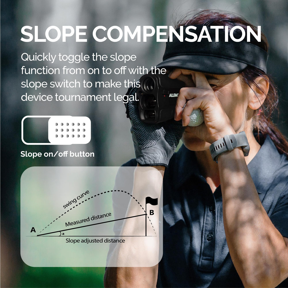 Golf Rangefinder with Slope Switch for Tournament Use 900 - AILEMON Official Imagery - 4