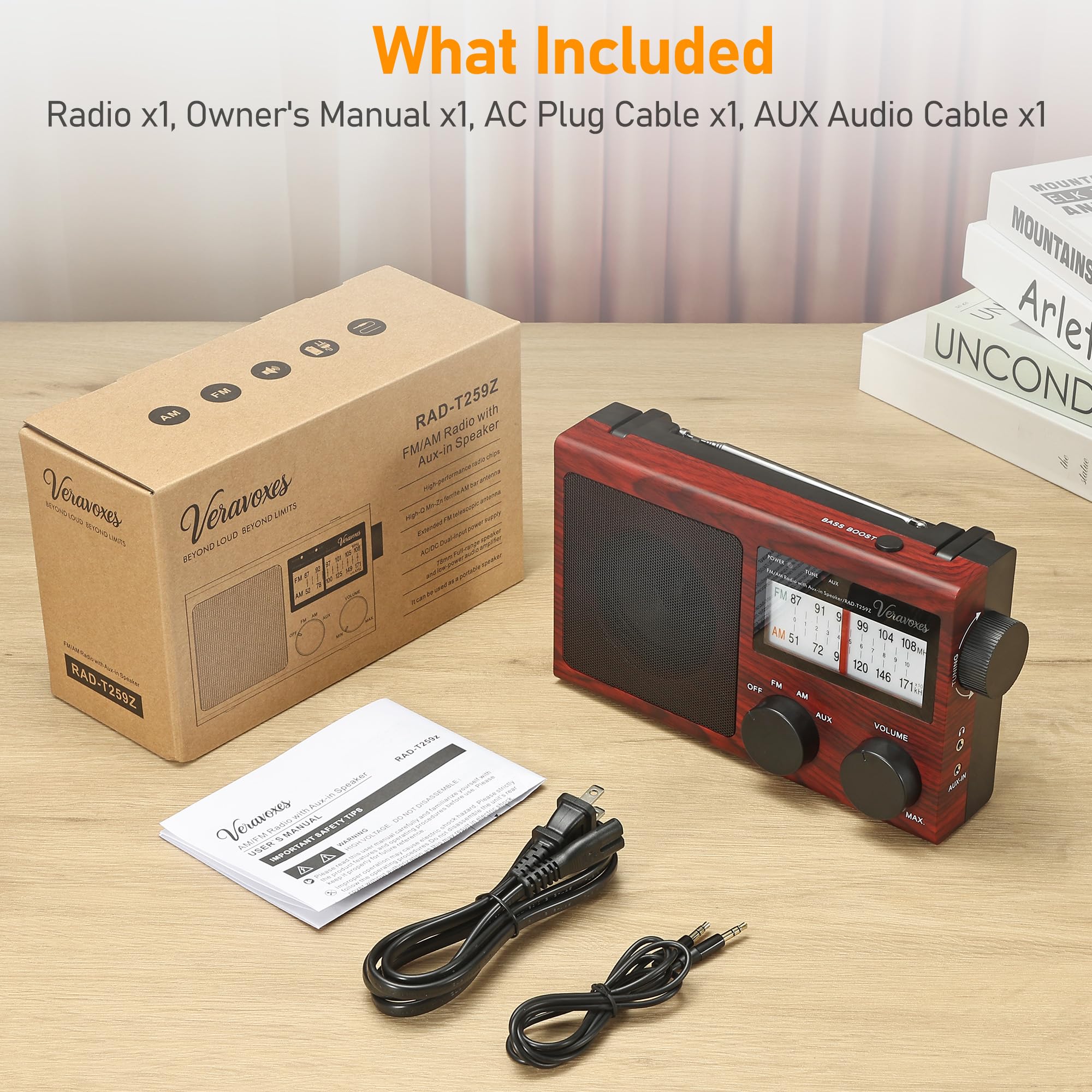 Veravoxes AM/FM Radio – Bass Control & Dual Power