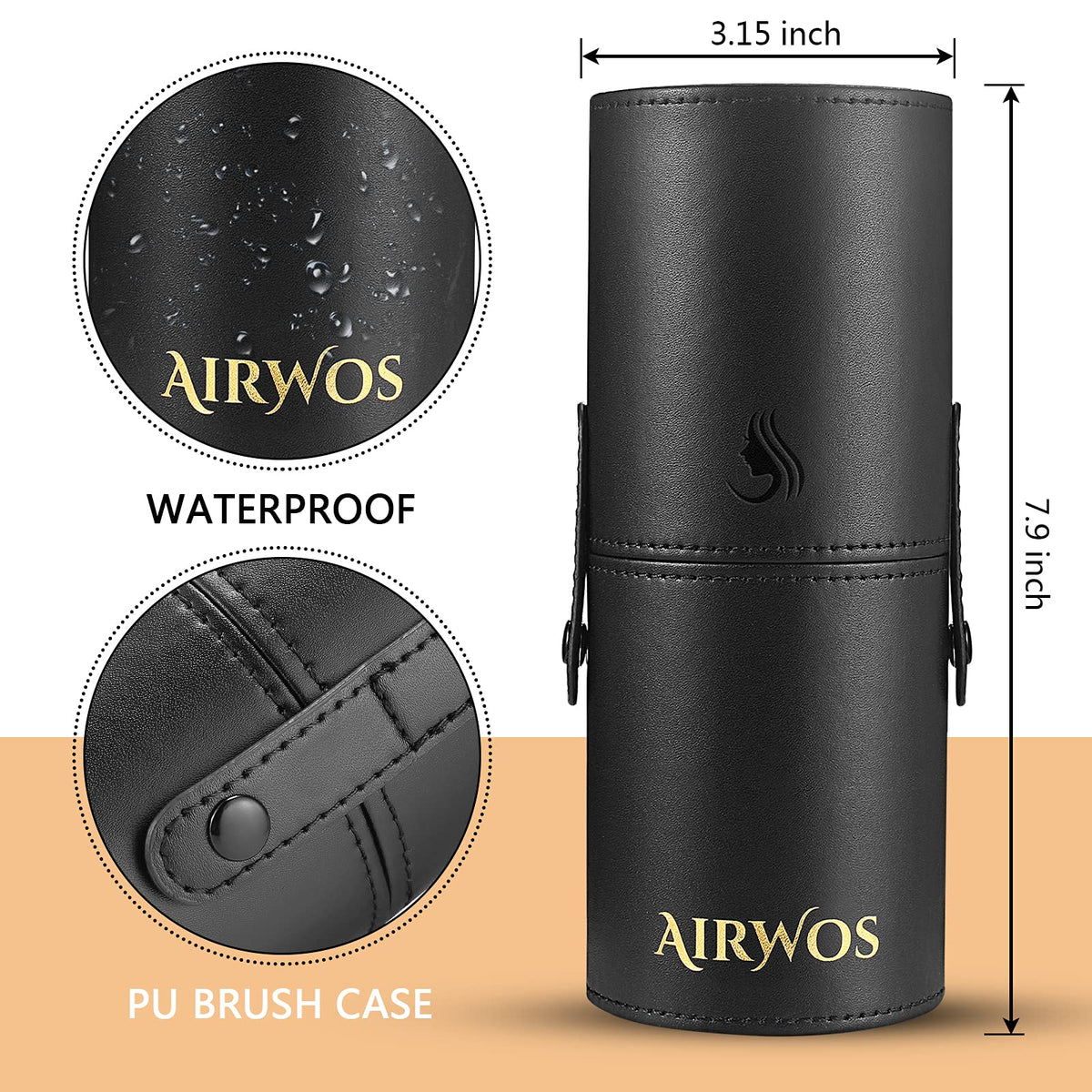 AirWos 14 Pcs Professional Makeup Brush Set with Case - AirWos Official Imagery - 4