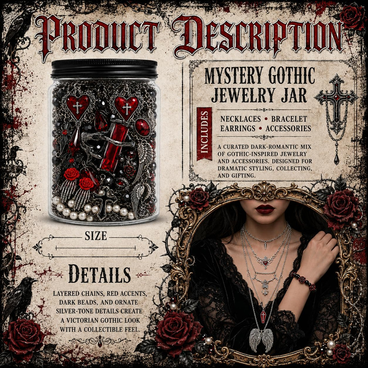 Mystery Gothic Jewelry Jar for Women Vintage Punk Jewelry - AUSGER Official Imagery - 5