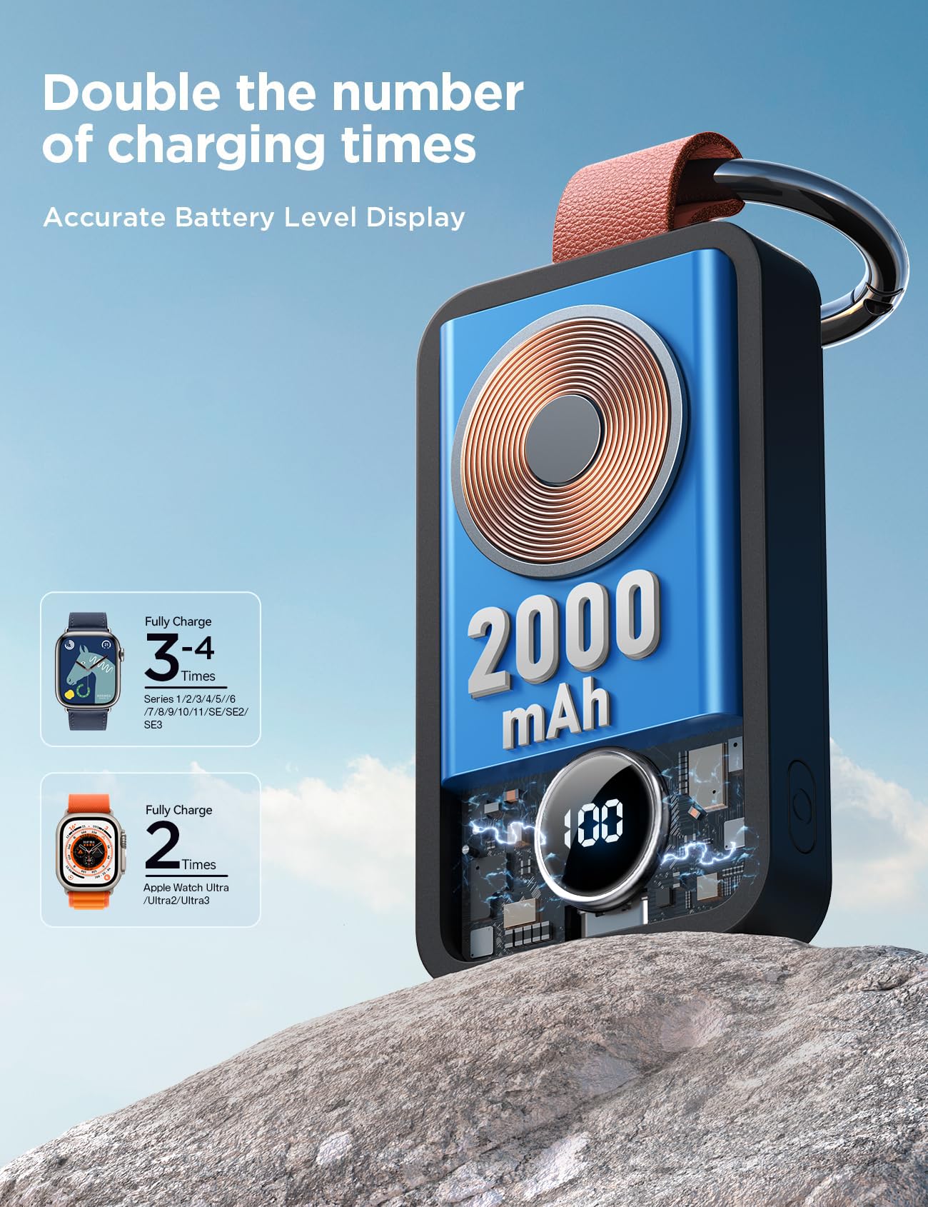 JOYROOM Portable 2000mAh Wireless Charger Compatible for Apple Wa by JOYROOM - Angle View 2