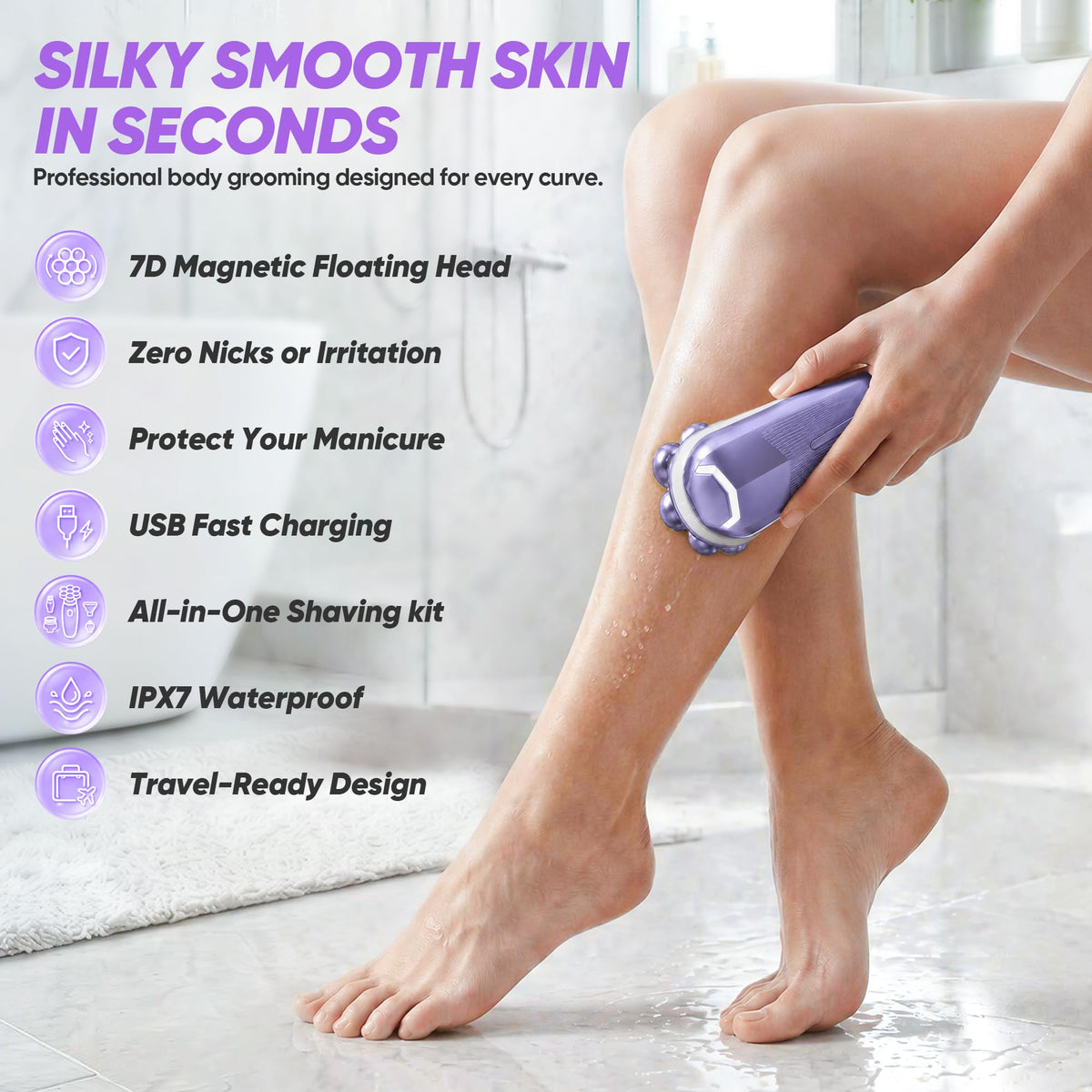 Electric Shaver for Women Electric Razor with 7D Magnetic - umither Official Imagery - 3
