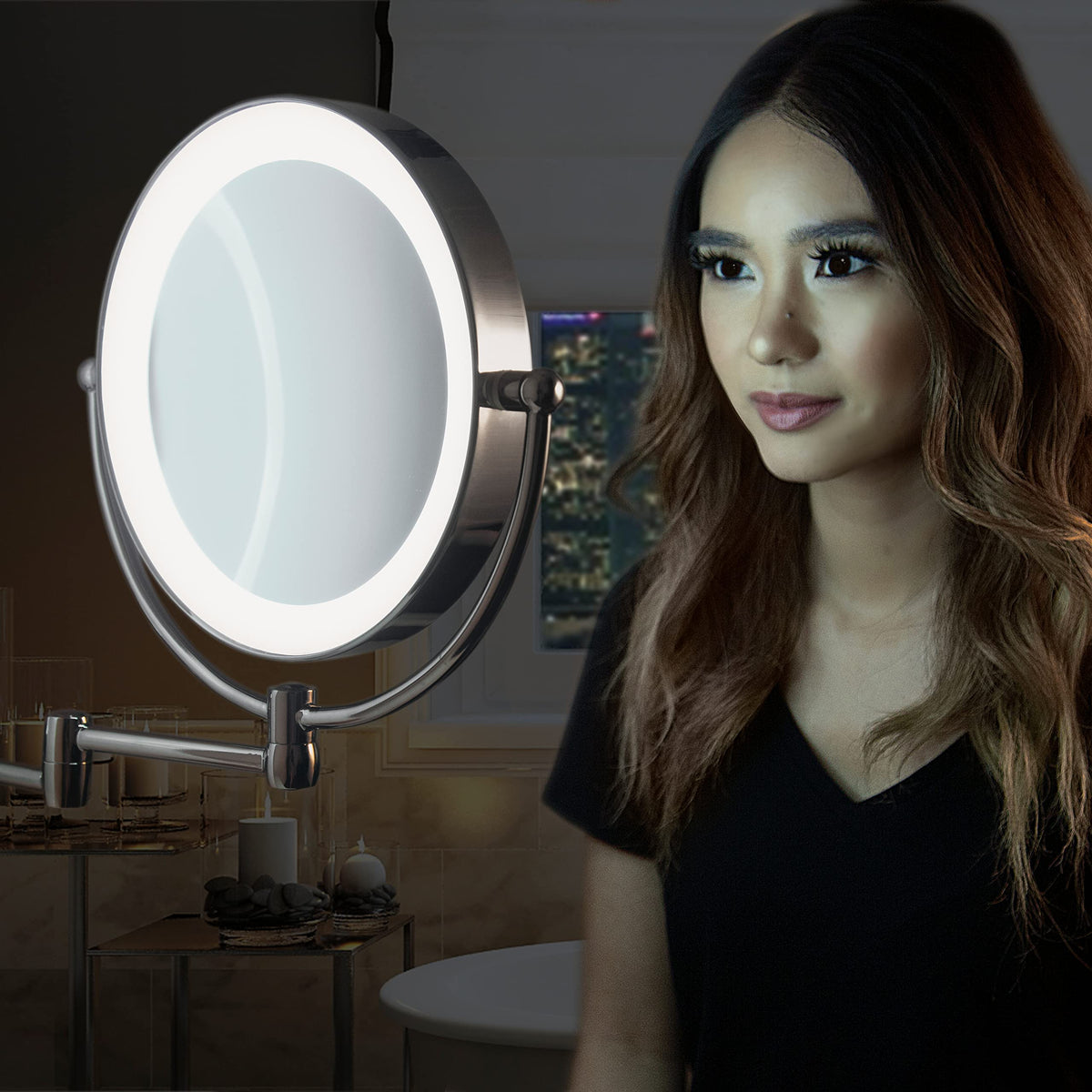Zadro 11 LED Wall Mounted Makeup Mirror 5X 1X Shaving Mirror - Zadro Official Imagery - 8