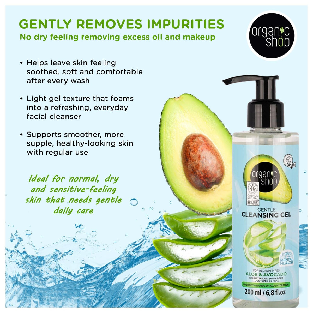 Organic Shop Face Care Set Gentle Cleansing Gel 200 ml - Organic Shop Official Imagery - 7