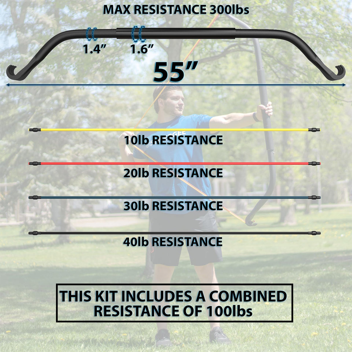Synergee Resistance Bow Portable Home Gym Bar and Bands - Synergee Official Imagery - 5