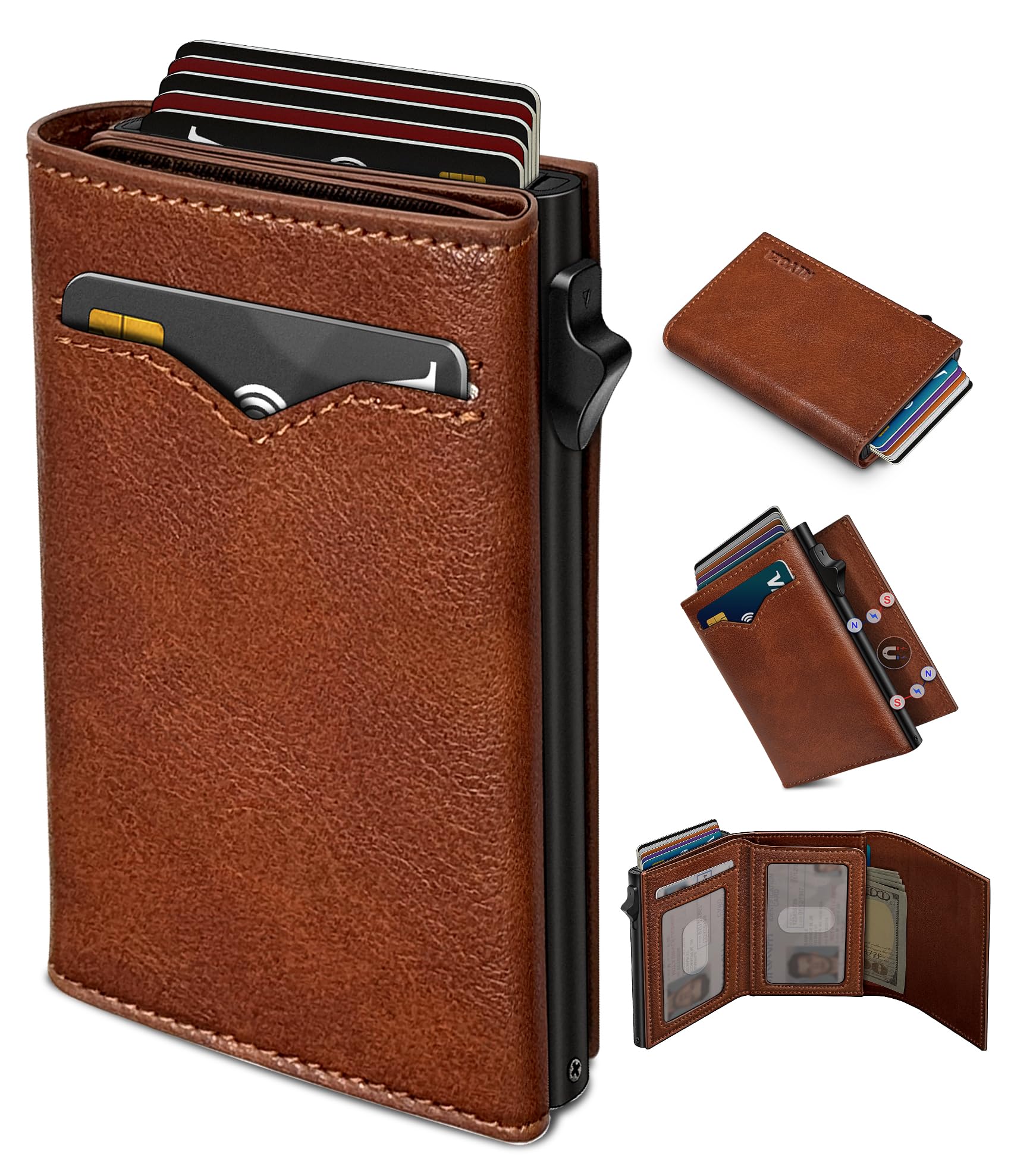 Miyozi Pop-Up Metal Wallet – RFID Blocking Trifold