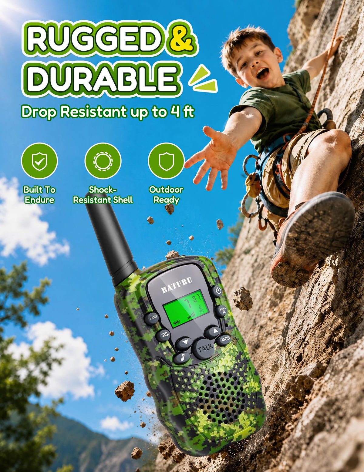 Walkie Talkies for Kids 4 Pack Rechargeable Outdoor Toys - BATURU Official Imagery - 8