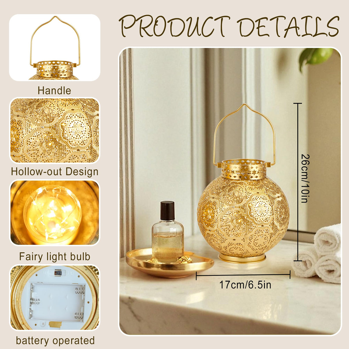 TRIROCKS Set of 2 Moroccan Style Metal Table Lamp 7 High - TRIROCKS Official Imagery - 3