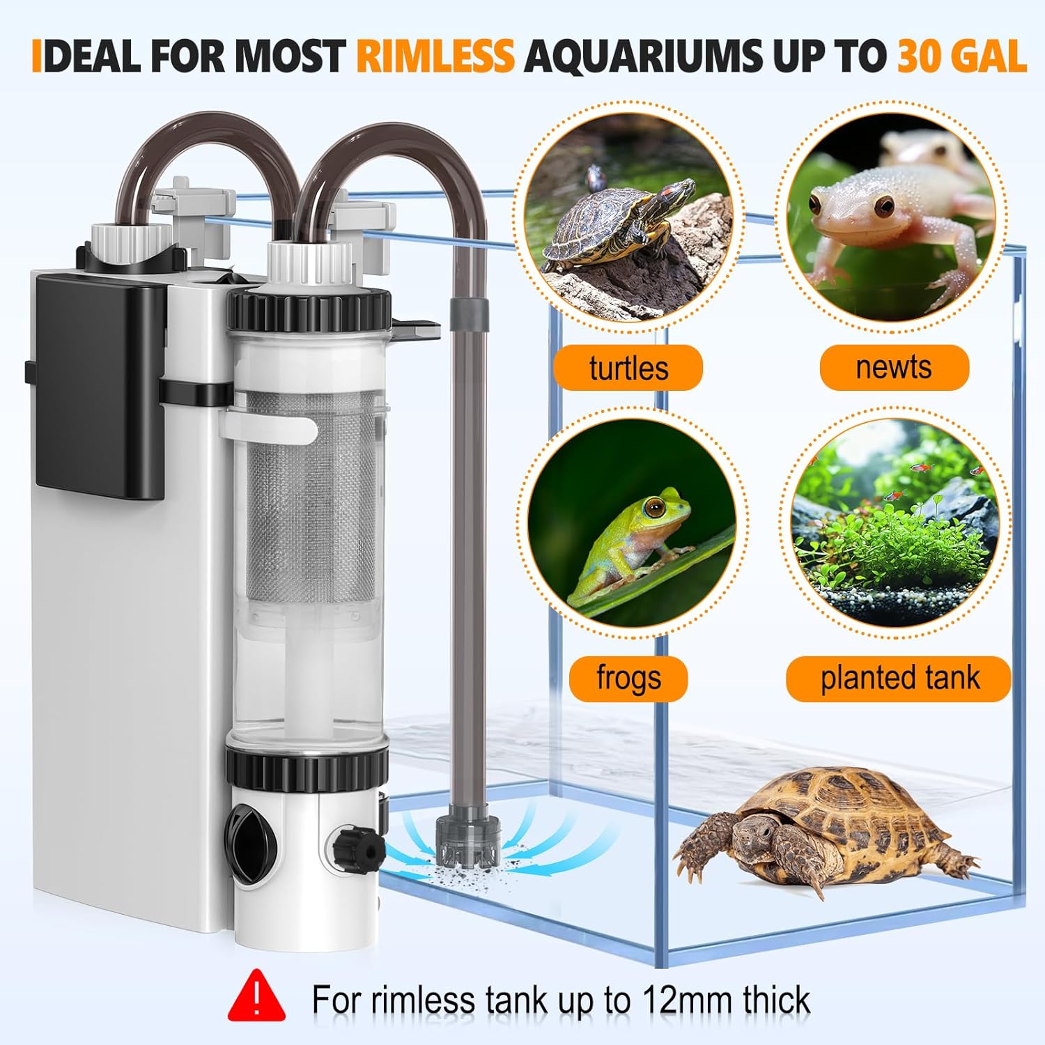 Hygger Hang-On Aquarium Filter – 30 Gal, 3-Stage Filtration