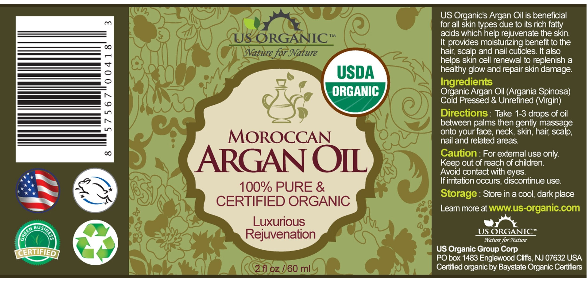 US Organic Moroccan Argan Oil USDA Certified Organic 100 - US Organic Official Imagery - 3