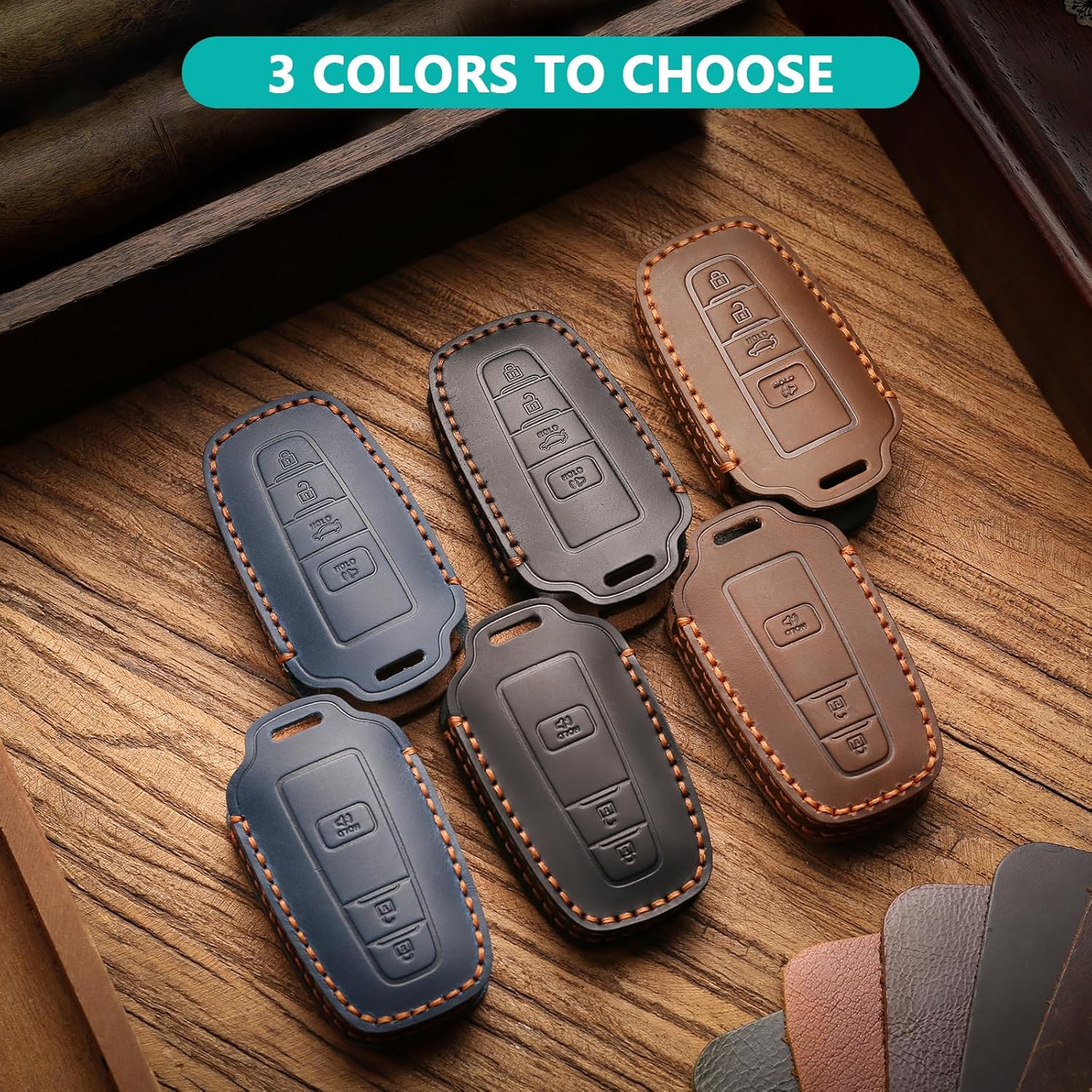 Genuine leather Toyota 4Runner key fob cover by MILD EAST, protective key case shell with keychain attachment.