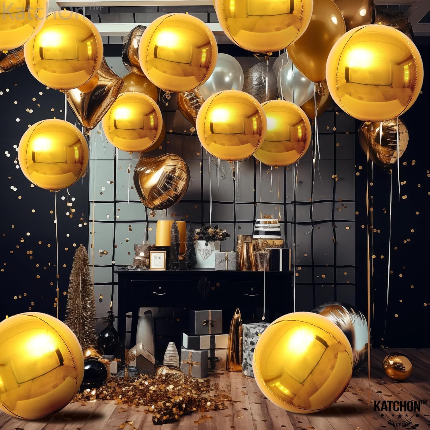 KatchOn large gold foil balloons, 22 inch, pack of 12, shiny metallic gold balloons for celebrations and parties