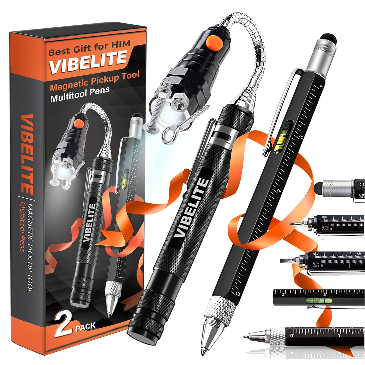 VIBELITE Magnetic Pickup Tool 6 in 1 Multitool Pen 2 Pack - VIBELITE Official Imagery - 1