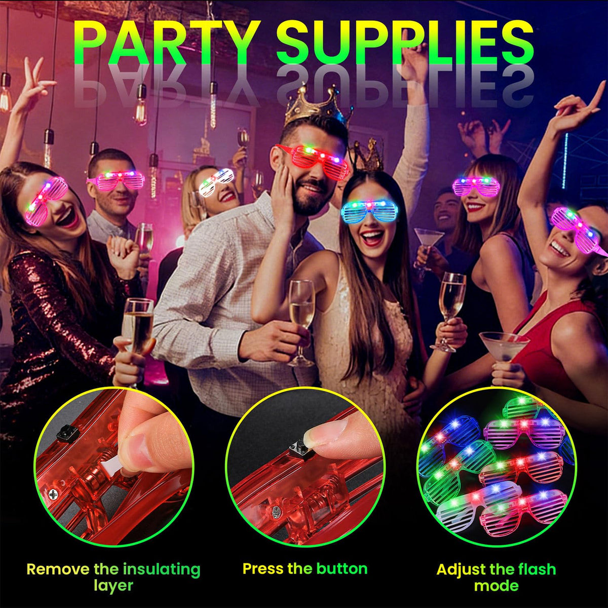 60 Pack LED Glasses 6 Colors Glow in The Dark Party Supplies - AstrivixDD Official Imagery - 4