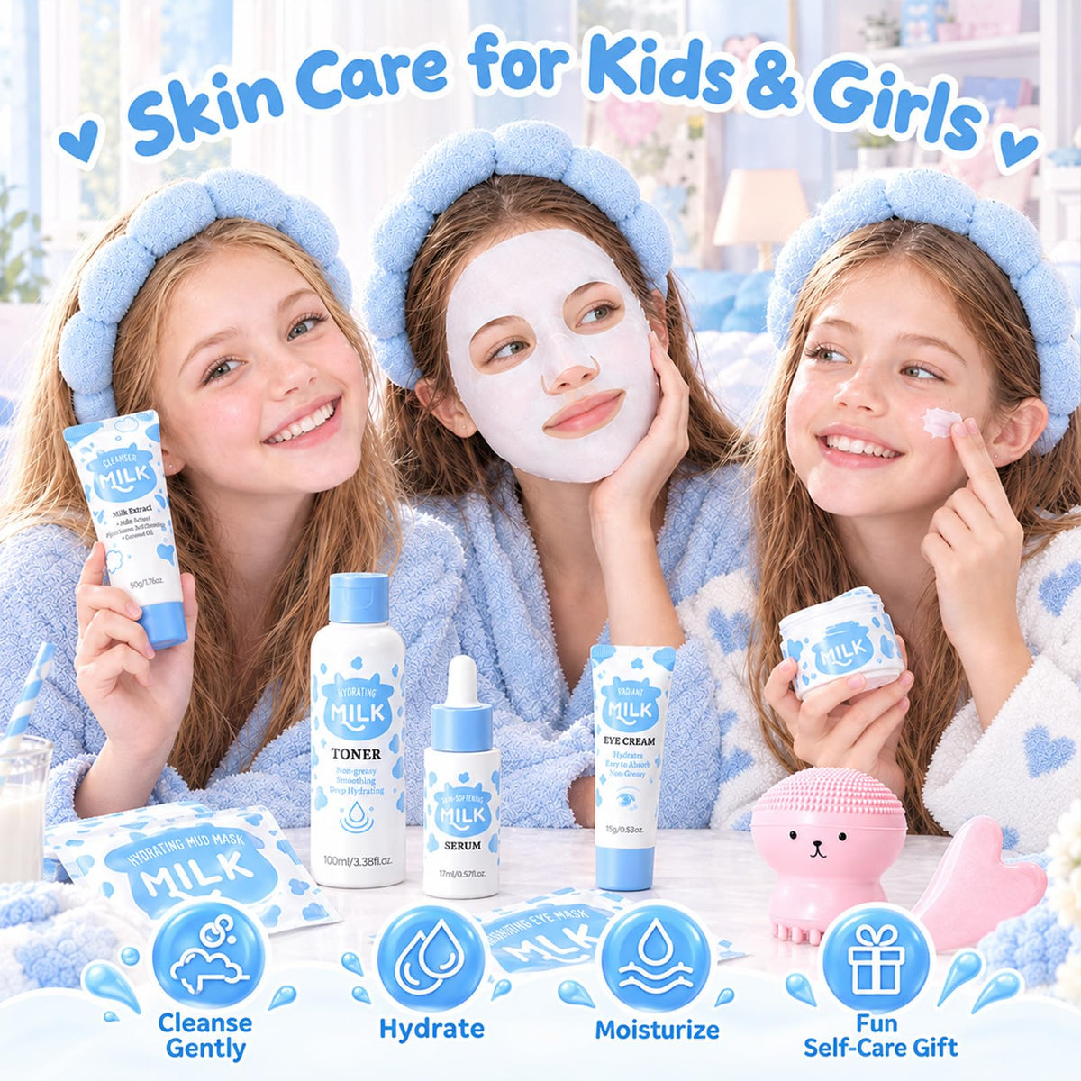Milk Skin Care Set for Kids Teen Girls 12 IN 1 Moisturizing - Deepmind Official Imagery - 6