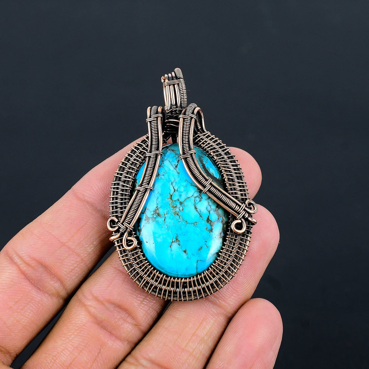 Natural Gemstone Pendant Copper Wire Wrapped Jewelry - Copperie Official Imagery - 6