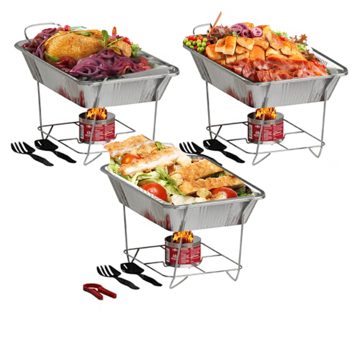 Alpha Living 3 Pack Disposable Chafing Dish Buffet Set with - ALPHA LIVING Official Imagery - 1